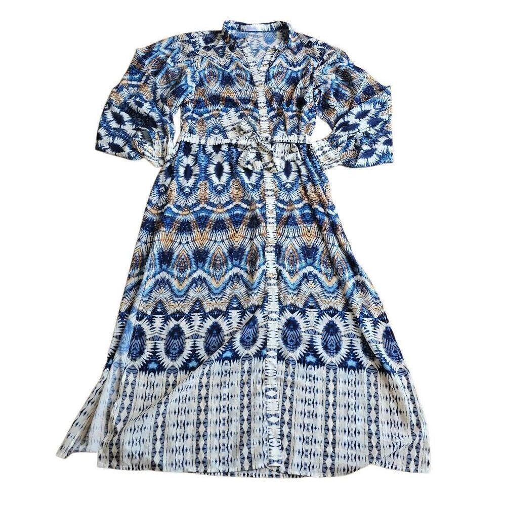Summer haus by Beach Bunny Sz S blue printed maxi dress